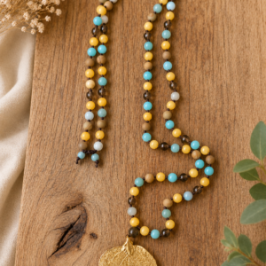 Mala Tibétain Feuille Dorée